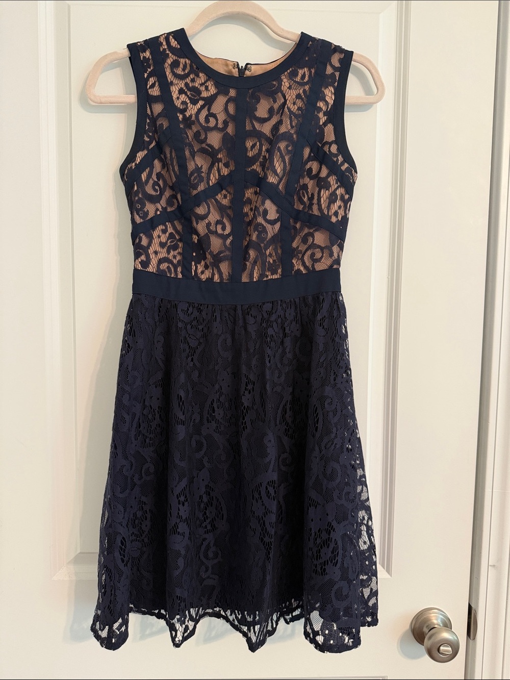 Gianni Bini Navy Lace Fit & Flare Cocktail Dress